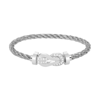 [Marin-Jewelry]CHANCE LARGE 8 FIGURE BUCKLE HALF DIAMOND BRACELET SILVER