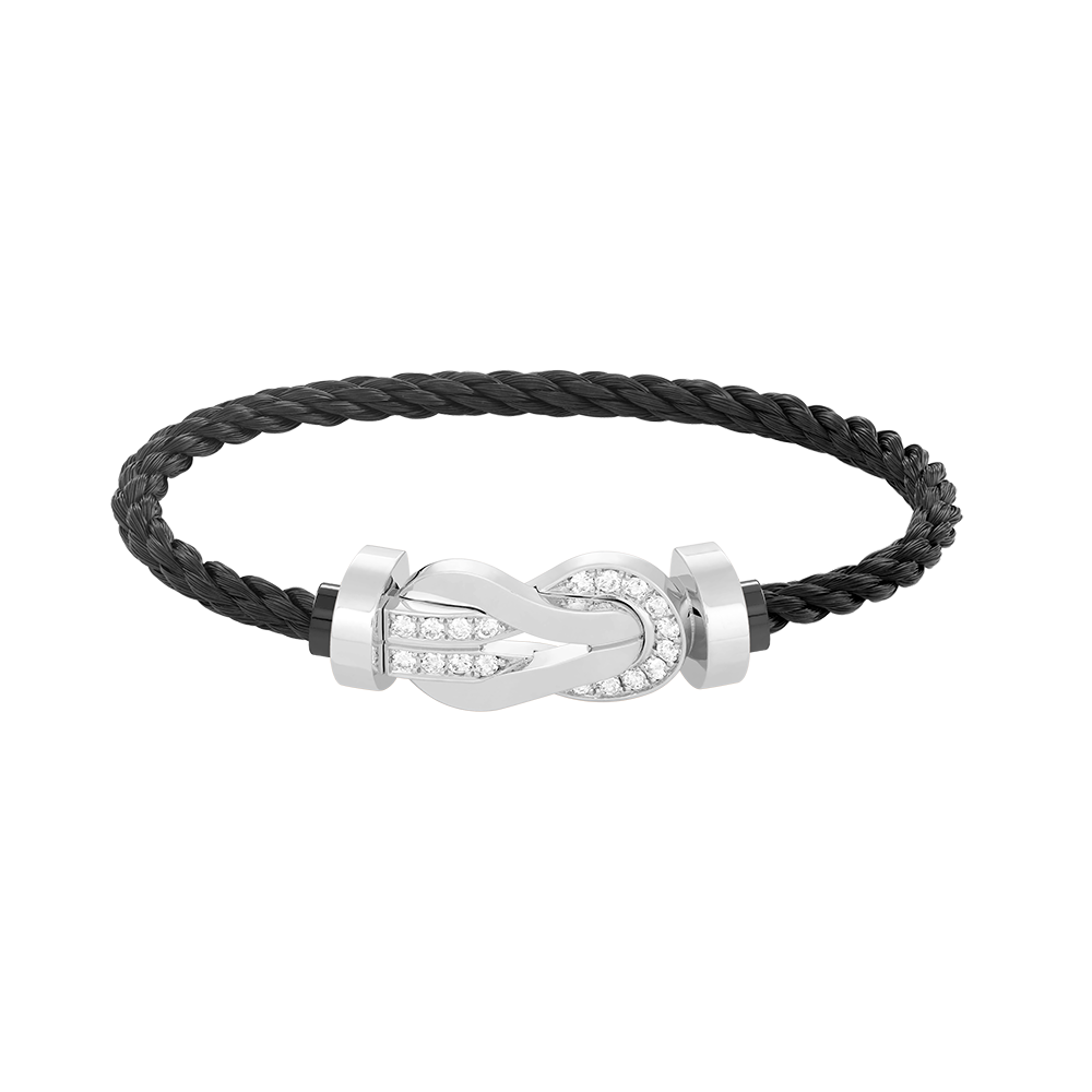 [Marin-Jewelry]CHANCE LARGE 8 FIGURE BUCKLE HALF DIAMOND BRACELET SILVER