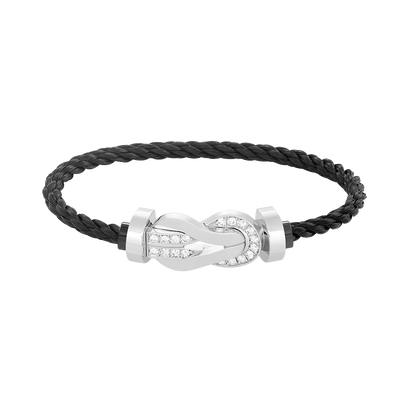[Marin-Jewelry]CHANCE LARGE 8 FIGURE BUCKLE HALF DIAMOND BRACELET SILVER