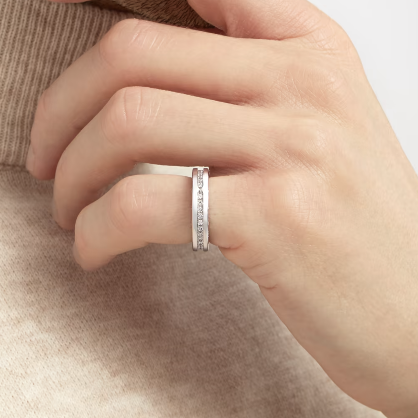 [⭐Marins]ZERO 1 ONE-BAND PAVED DIAMONDS ON THE SPIRAL RING