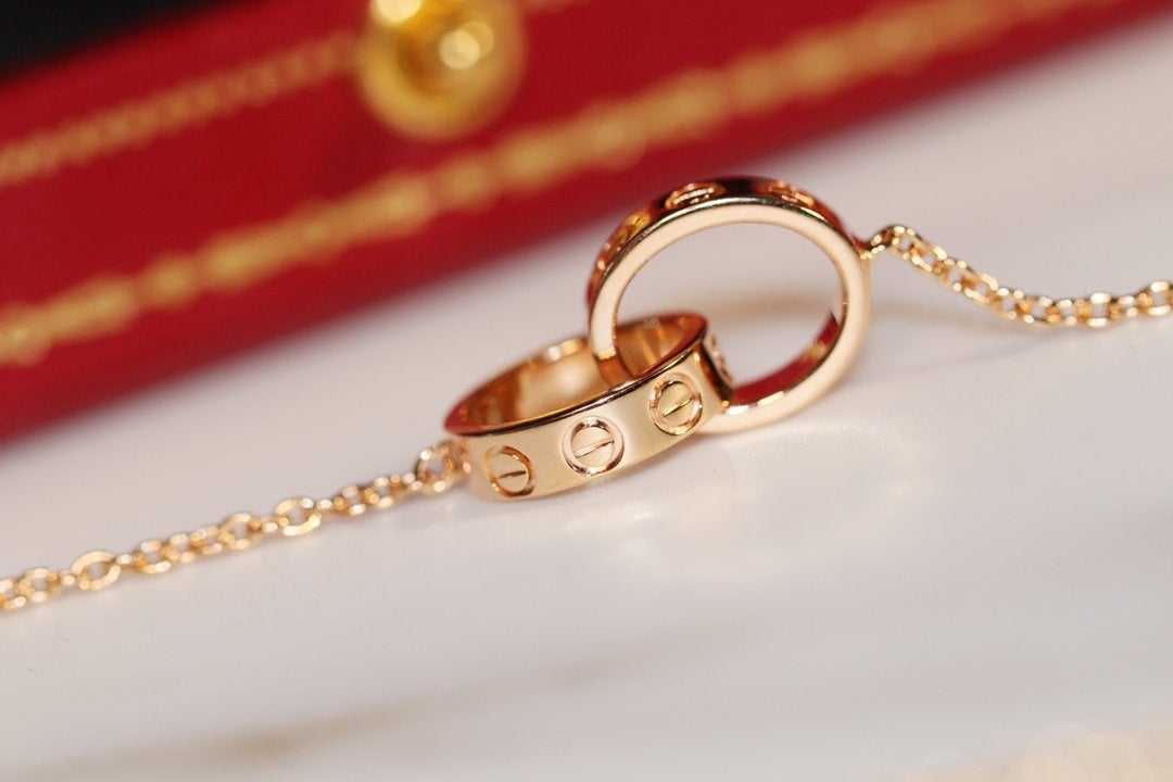 [Marin-Jewelry]COLLIER LOVE OR ROSE ET ARGENT