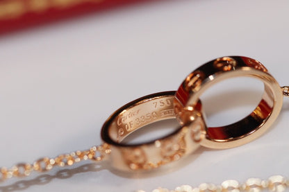 [Marin-Jewelry]COLLIER LOVE OR ROSE ET ARGENT