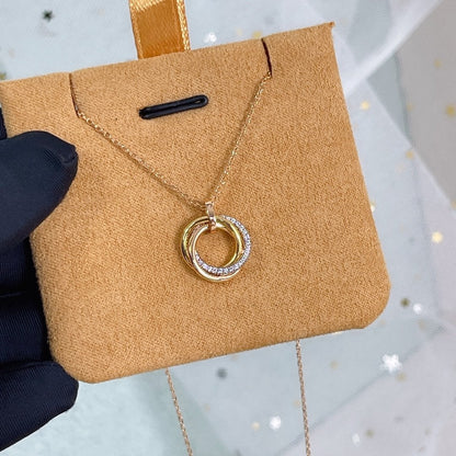 [Marin-Jewelry]TRINITY NECKLACE SILVER GOLD PINK GOLD DIAMONDS