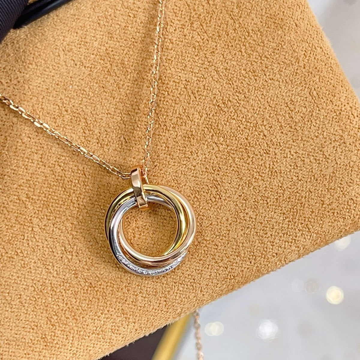 [Marin-Jewelry]TRINITY NECKLACE SILVER GOLD PINK GOLD DIAMONDS