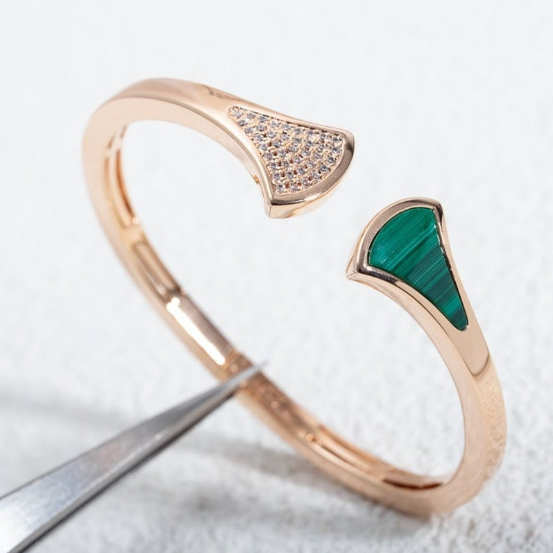 [⭐Marins]DREAM BRACELET OPEN MALACHITE PINK GOLD