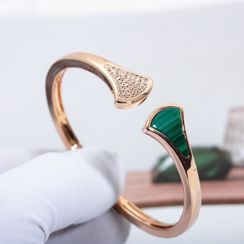 [⭐Marins]DREAM BRACELET OPEN MALACHITE PINK GOLD