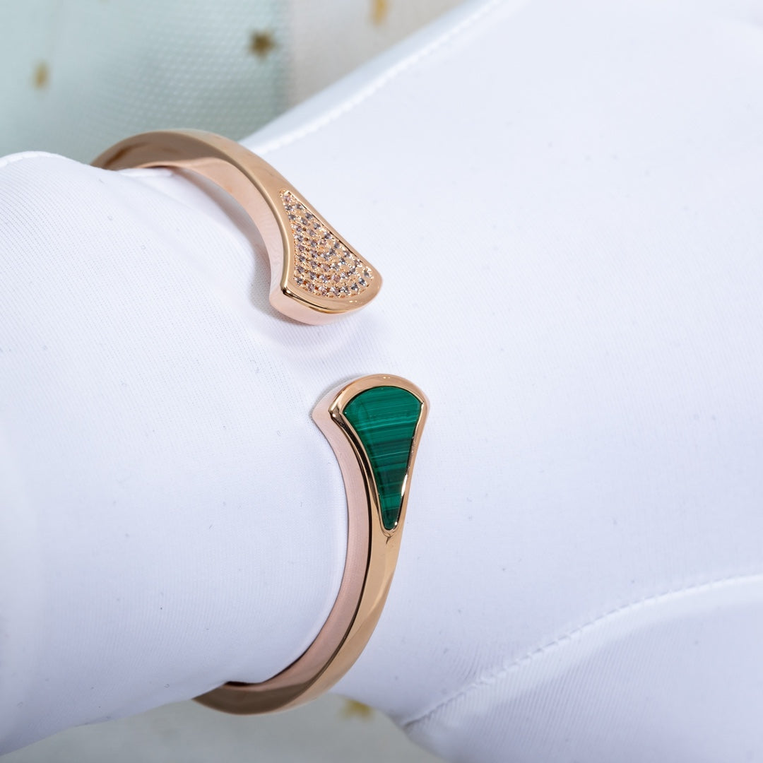 [⭐Marins]DREAM BRACELET OPEN MALACHITE PINK GOLD