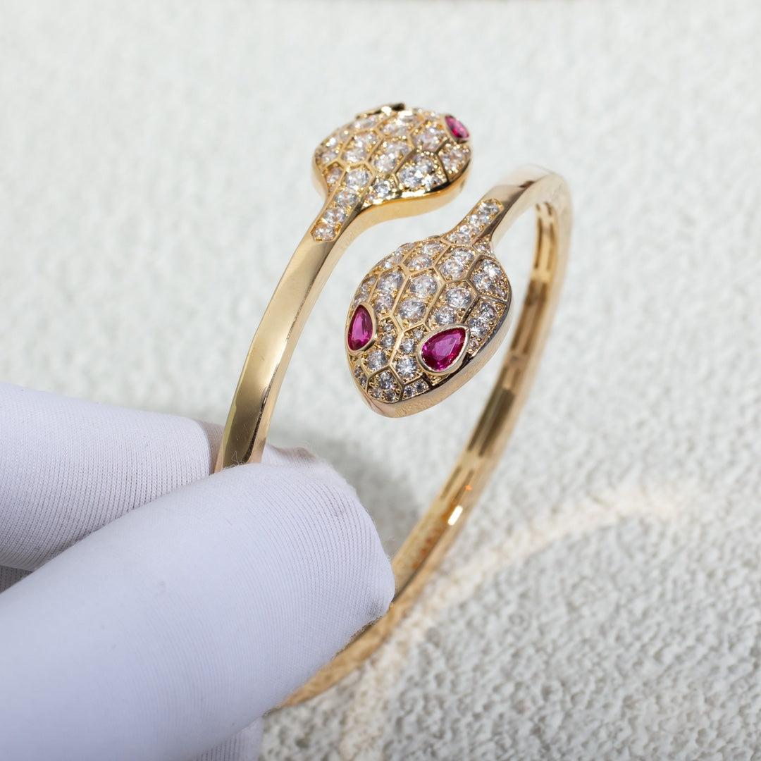 [⭐Marins]SERPENTI BRACELET PINK GOLD DIAMOND DOUBLE SNAKE