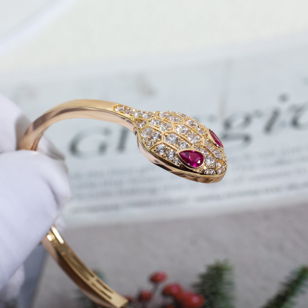 [⭐Marins]SERPENTI BRACELET PINK GOLD DIAMOND DOUBLE SNAKE