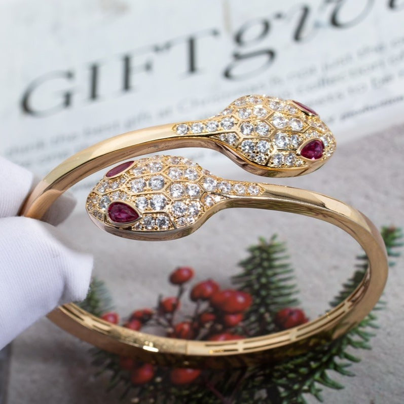 [⭐Marins]SERPENTI BRACELET PINK GOLD DIAMOND DOUBLE SNAKE