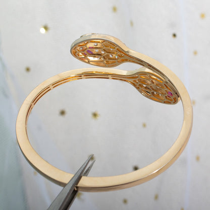 [⭐Marins]SERPENTI BRACELET PINK GOLD DIAMOND DOUBLE SNAKE