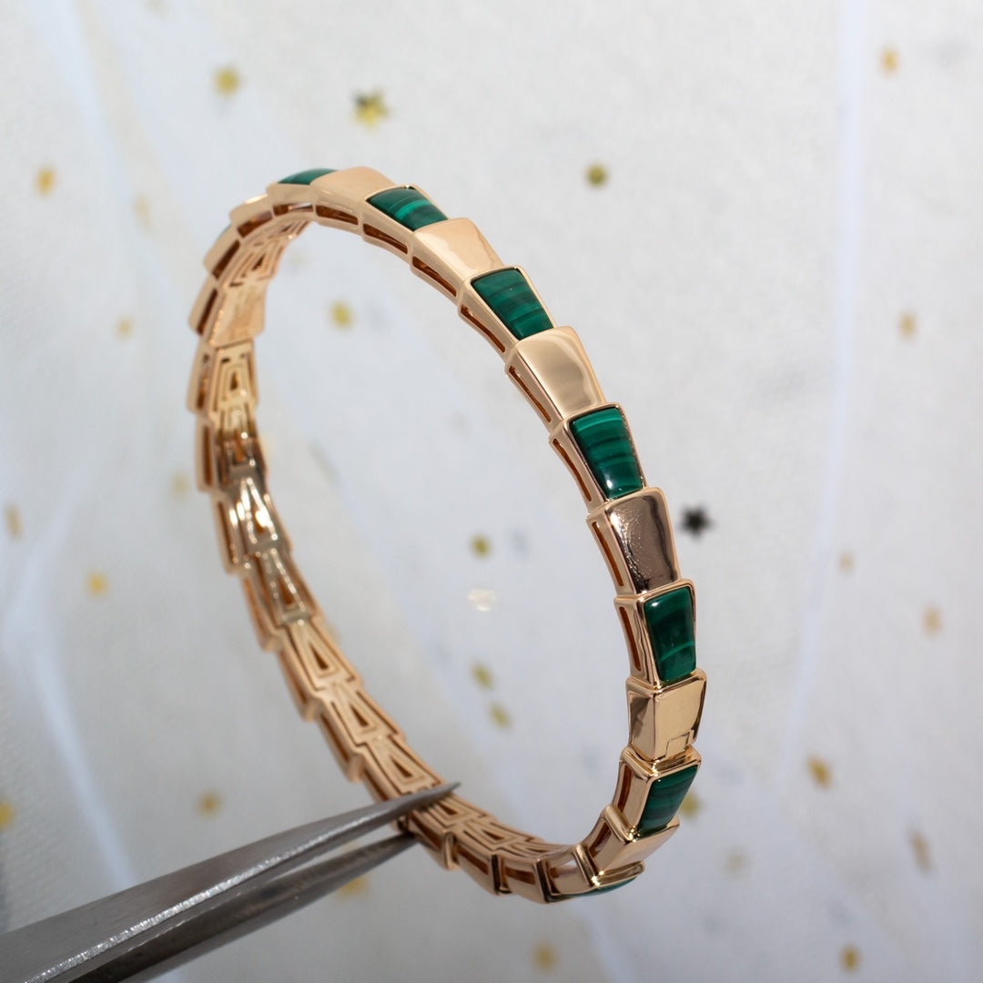 [⭐Marins]SERPENTI BRACELET PINK GOLD MALACHITE