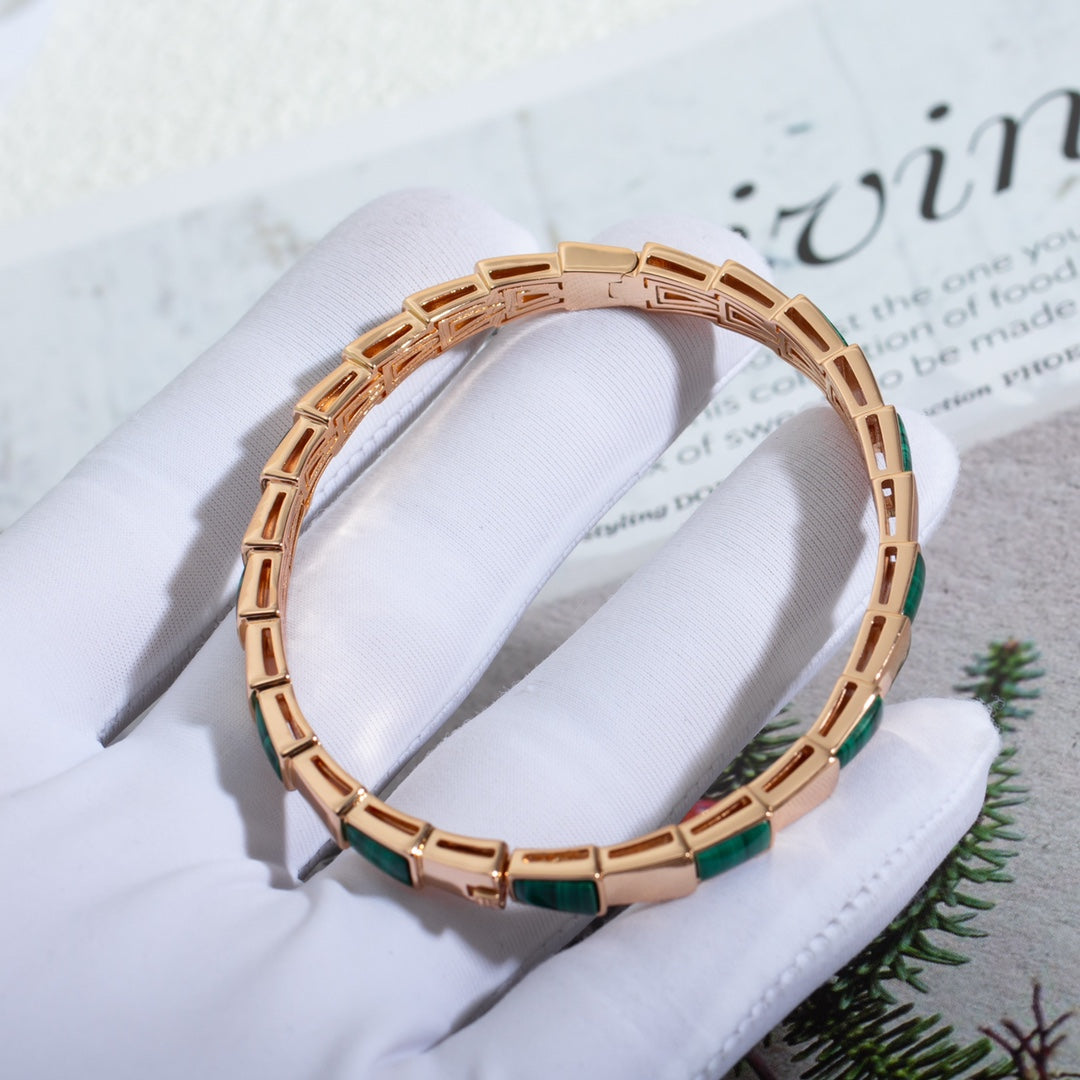 [⭐Marins]SERPENTI BRACELET PINK GOLD MALACHITE