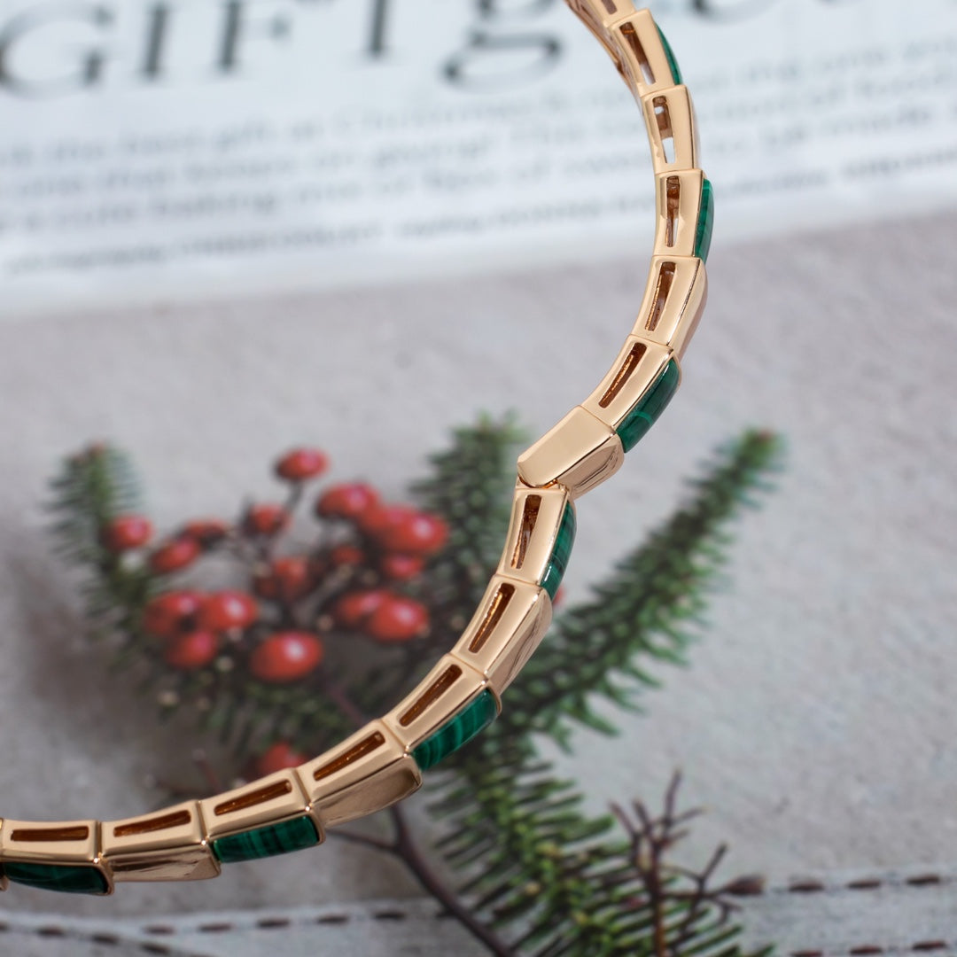 [⭐Marins]SERPENTI BRACELET PINK GOLD MALACHITE