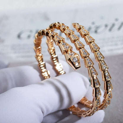 [⭐Marins]SERPENTI BRACELET PINK GOLD DIAMOND DOUBLE ROW