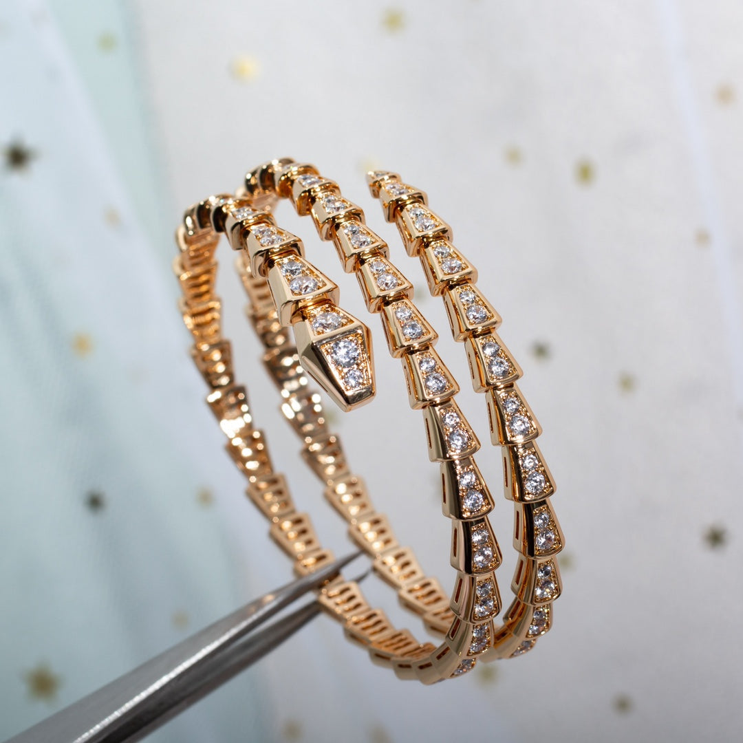 [⭐Marins]SERPENTI BRACELET PINK GOLD DIAMOND DOUBLE ROW