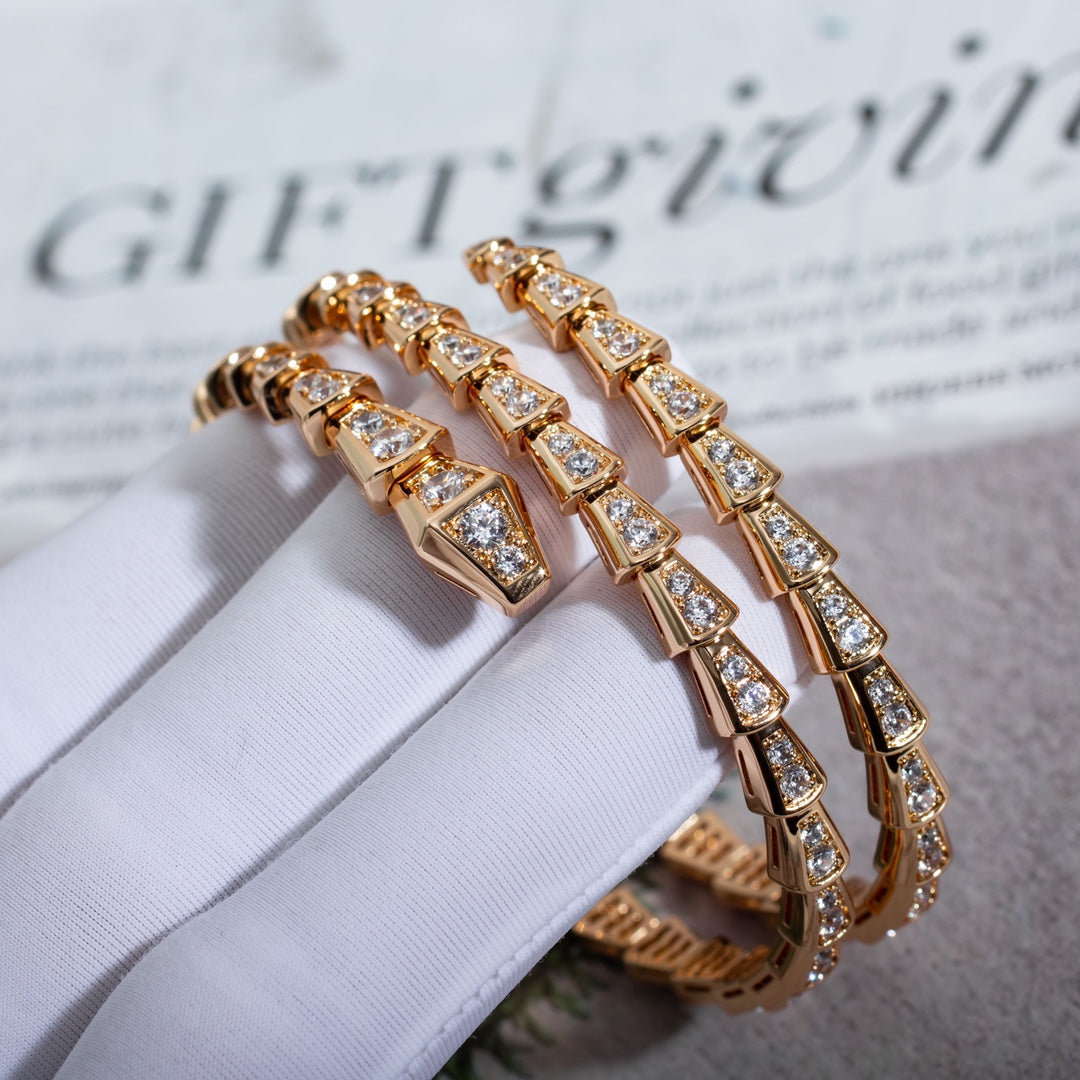 [⭐Marins]SERPENTI BRACELET PINK GOLD DIAMOND DOUBLE ROW