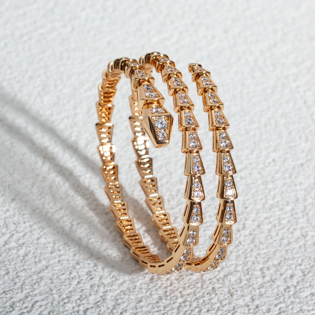 [⭐Marins]SERPENTI BRACELET PINK GOLD DIAMOND DOUBLE ROW