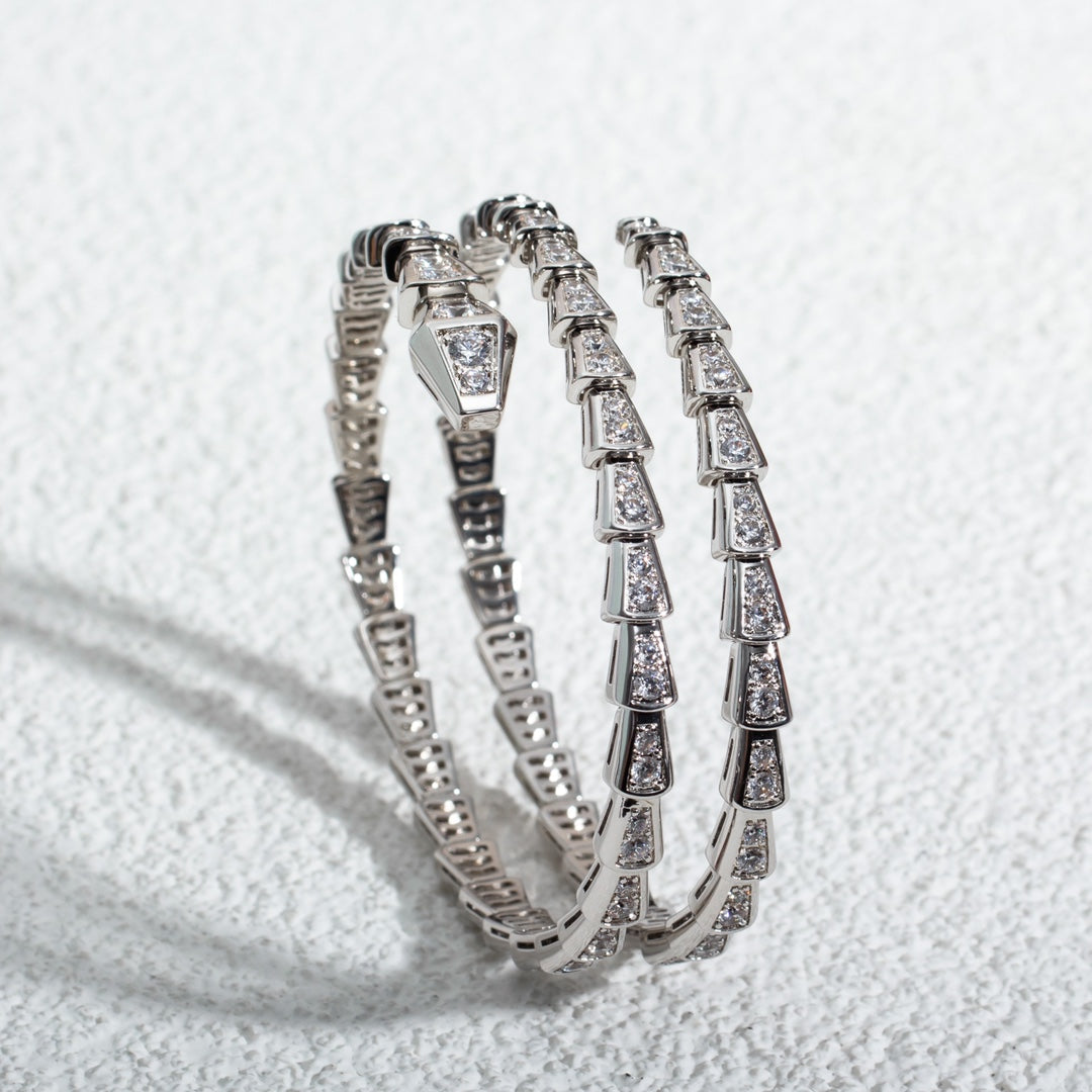 [⭐Marins]SERPENTI BRACELET SILVER DIAMOND DOUBLE ROW
