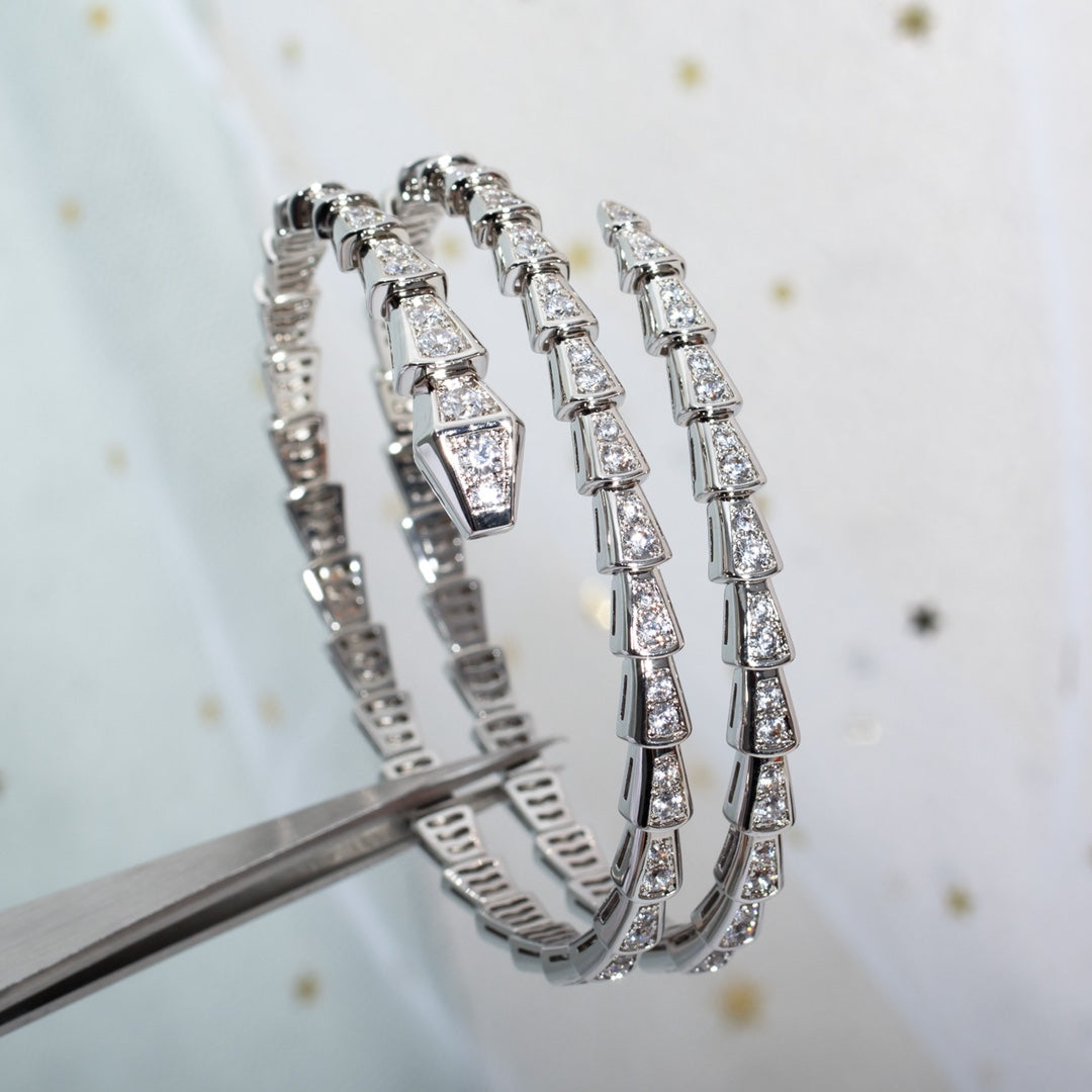 [⭐Marins]SERPENTI BRACELET SILVER DIAMOND DOUBLE ROW