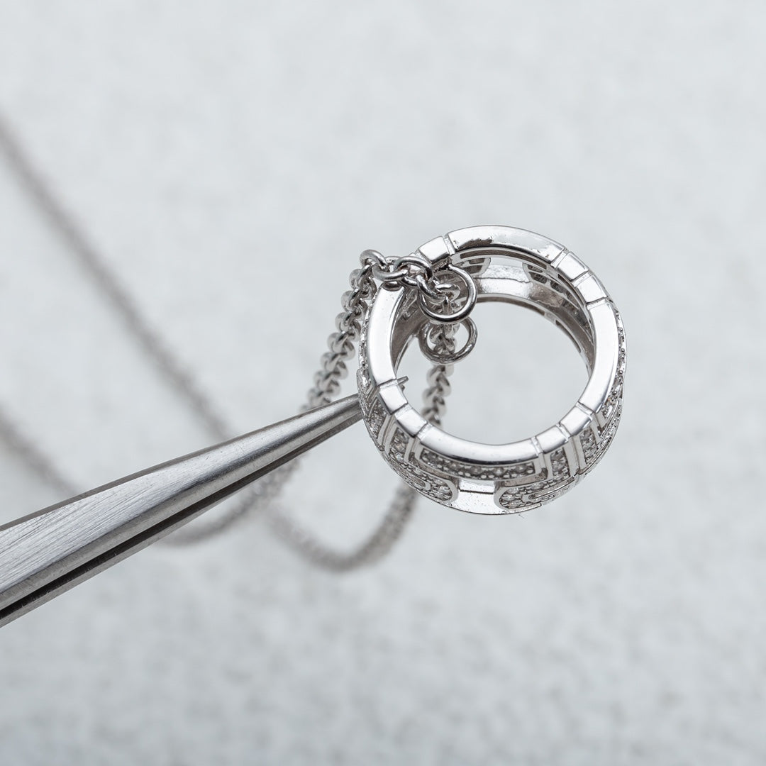 [⭐Marins]PARENTESI NECKLACE SILVER DIAMOND