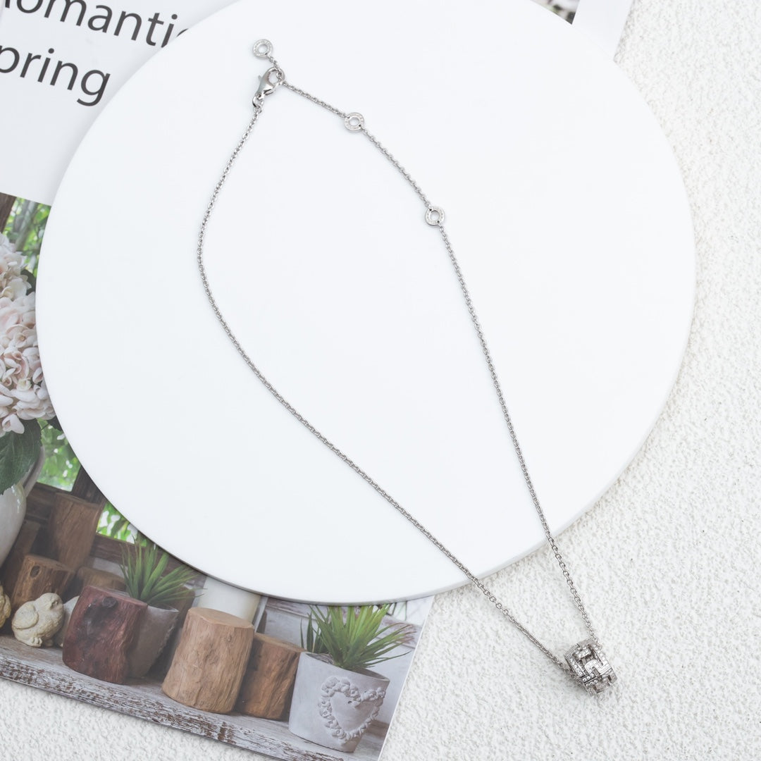 [⭐Marins]PARENTESI NECKLACE SILVER DIAMOND