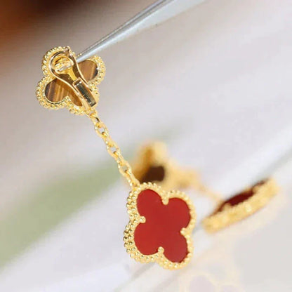 [Marin-Jewelry]CLOVER  2 MOTIF  TIGER EYE CARNELIAN EARRINGS