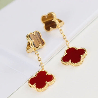 [Marin-Jewelry]CLOVER  2 MOTIF  TIGER EYE CARNELIAN EARRINGS