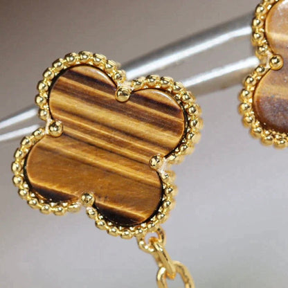 [Marin-Jewelry]CLOVER  2 MOTIF  TIGER EYE CARNELIAN EARRINGS