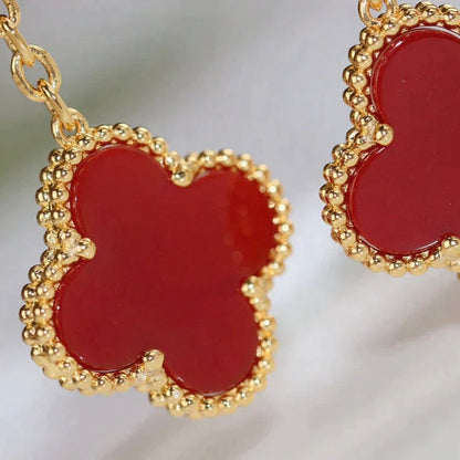[Marin-Jewelry]CLOVER  2 MOTIF  TIGER EYE CARNELIAN EARRINGS