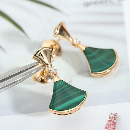 [⭐Marins]DREAM MALACHITE PINK GOLD EARRINGS