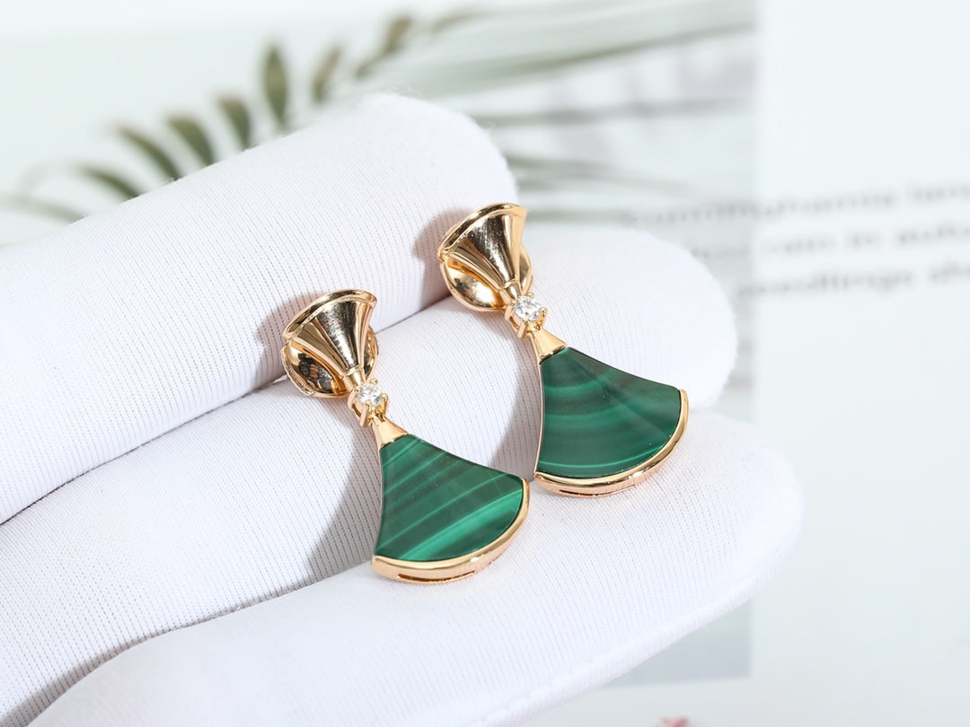 [⭐Marins]DREAM MALACHITE PINK GOLD EARRINGS
