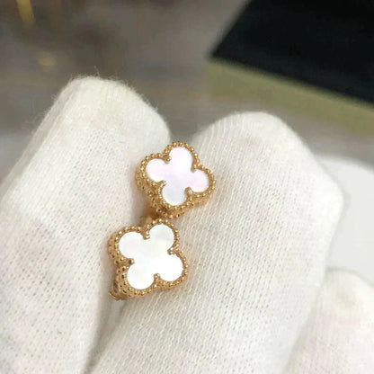 [Marin-Jewelry]CLOVER MINI 9.5MM WHITE MOP EARRINGS