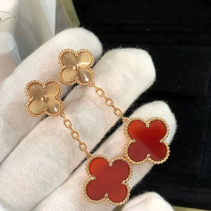 [Marin-Jewelry]CLOVER 2 MOTIF  LASER CARNELIAN EARRINGS