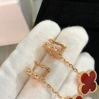 [Marin-Jewelry]CLOVER 2 MOTIF  LASER CARNELIAN EARRINGS