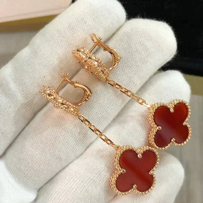 [Marin-Jewelry]CLOVER 2 MOTIF  LASER CARNELIAN EARRINGS