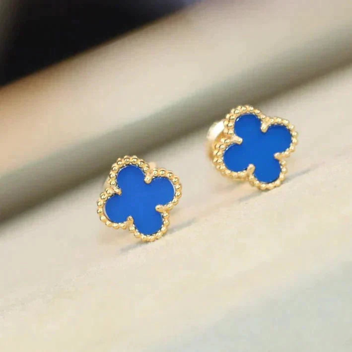 [Marin-Jewelry]CLOVER MINI 9.5MM TURQUOISE EARRINGS