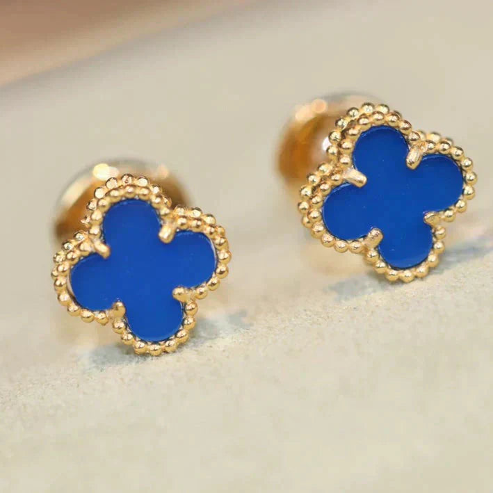 [Marin-Jewelry]CLOVER MINI 9.5MM TURQUOISE EARRINGS