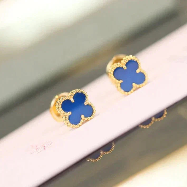 [Marin-Jewelry]CLOVER MINI 9.5MM TURQUOISE EARRINGS