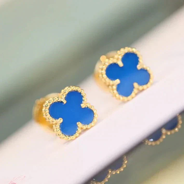 [Marin-Jewelry]CLOVER MINI 9.5MM TURQUOISE EARRINGS