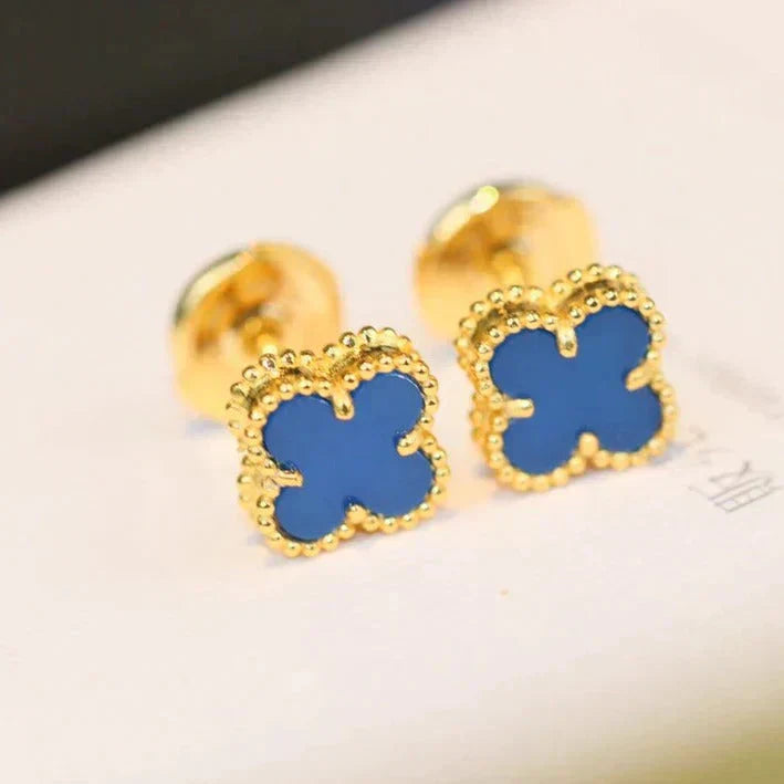 [Marin-Jewelry]CLOVER MINI 9.5MM TURQUOISE EARRINGS
