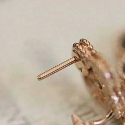 [Marin-Jewelry]BOUCLES D'OREILLES TRÈFLE MOYEN 1 MOTIF ENTIÈREMENT PAVÉES DE DIAMANTS