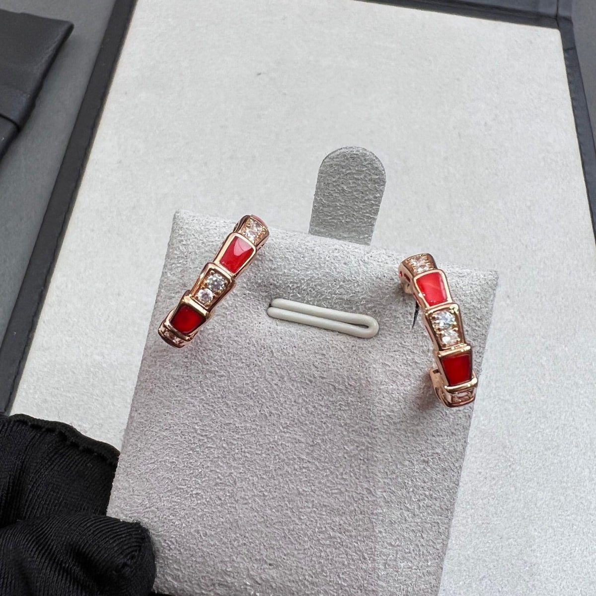 [⭐Marins]SERPENTI CARNELIAN PINK GOLD EARRINGS