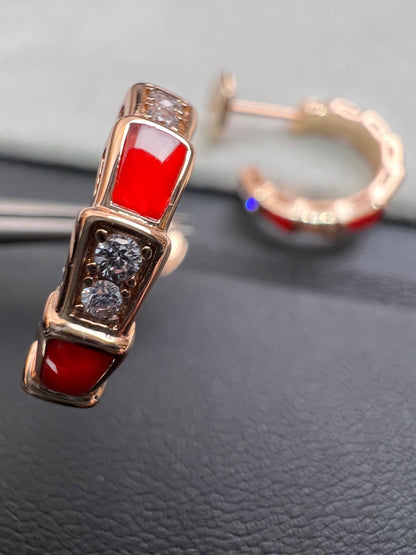 [⭐Marins]SERPENTI CARNELIAN PINK GOLD EARRINGS
