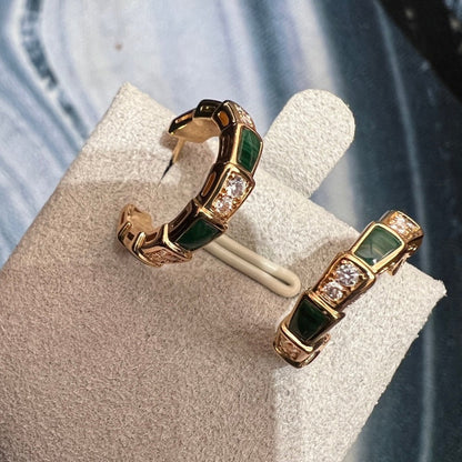 [⭐Marins]SERPENTI MALACHITE PINK GOLD EARRINGS