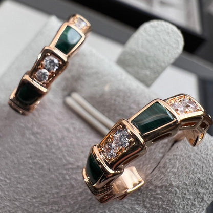 [⭐Marins]SERPENTI MALACHITE PINK GOLD EARRINGS