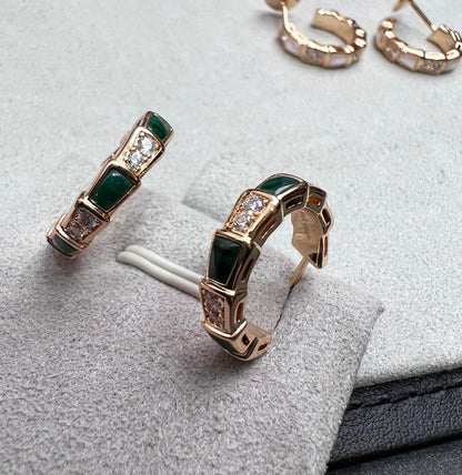 [⭐Marins]SERPENTI MALACHITE PINK GOLD EARRINGS