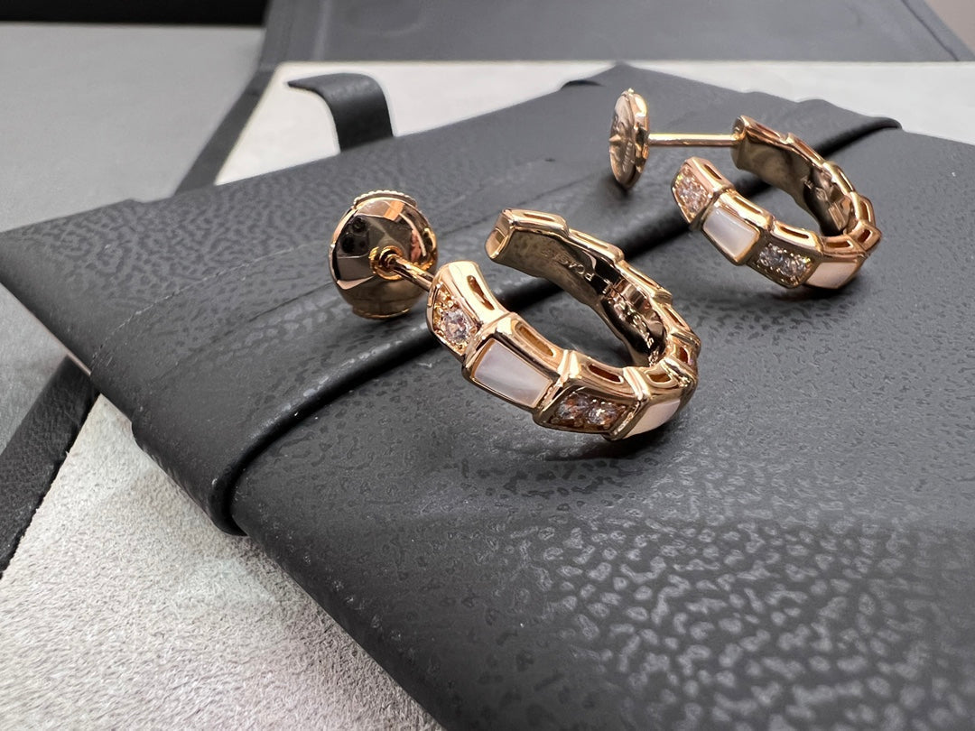[⭐Marins]SERPENTI MOP PINK GOLD EARRINGS