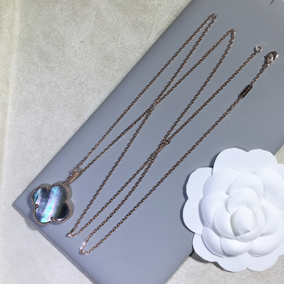 [Marin-Bijoux]COLLIER TRÈFLE 25MM OR NOP NOIR GRAND TRÈFLE