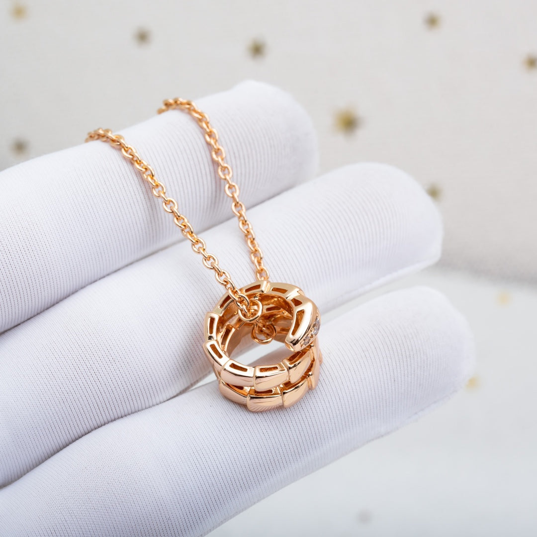 [⭐Marins]SERPENTI PINK GOLD NECKLACE DIAMOND